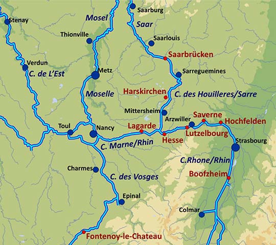 Hausboote im Elsass - Karte