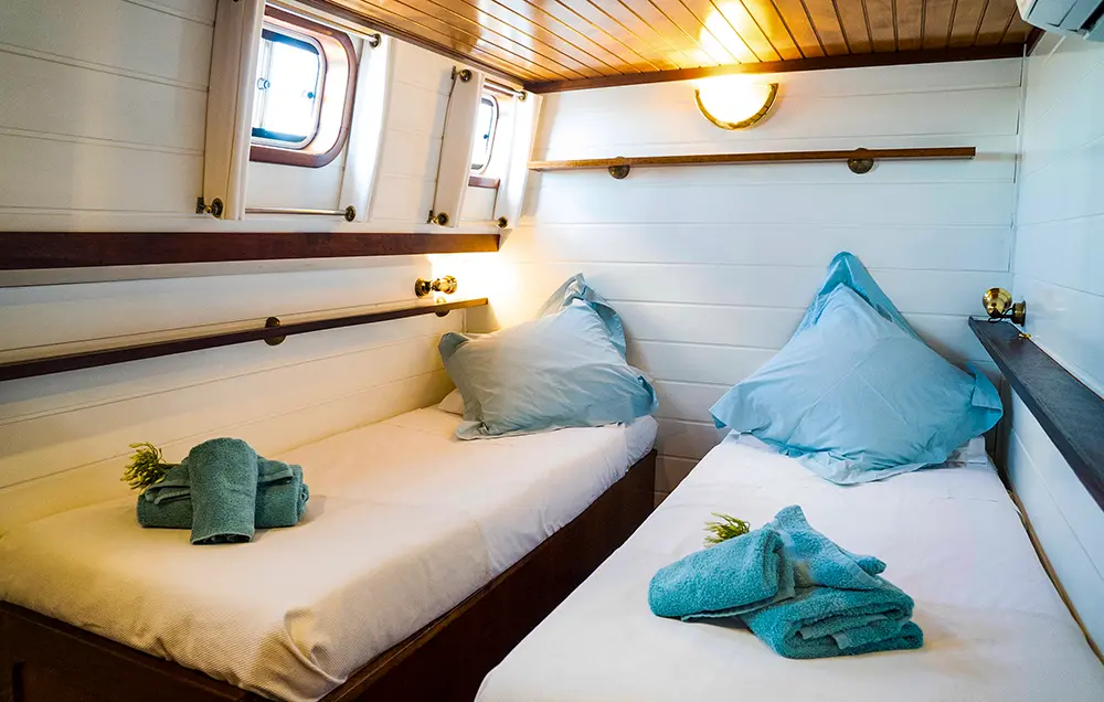 Hotelschiff Athos - Kabine mit zwei Einzelbetten