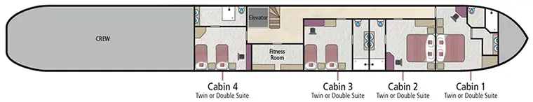 Hotelschiff 'La Nouvelle Etoile' Kabinenplan