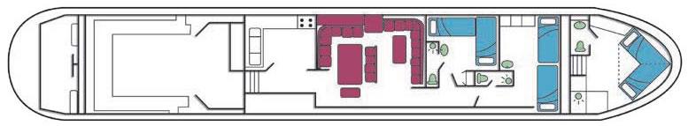 Decksplan und Wohnbereich auf der Nymphea