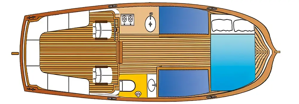 Aufteilung Motorboot Doerak 850 OK