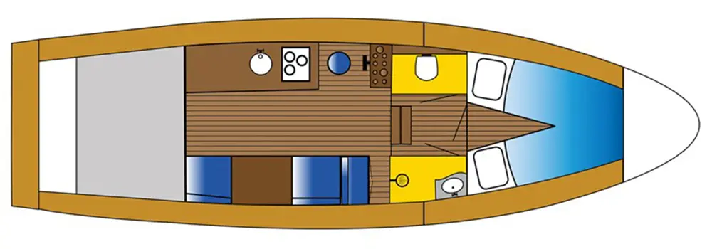 Motorboot 'Gillessen Vlet 970' - Kabinenaufteilung mit 1 Kabine
