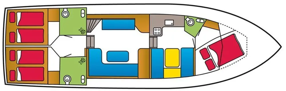 Hausboot 'Valkkruiser 1350' - Kabinenaufteilung