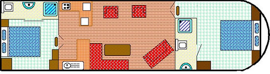 Hausboot EuroClassic mit 2 Kabinen - Kabinenaufteilung