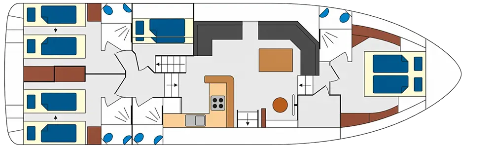 Boot America 50 - Plan America 50 - 4 Kabinen-Aufteilung