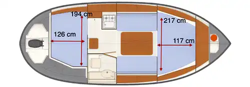 Delphia Nano - ein Hausboot für 4 - 6 Personen - auch führerscheinfrei Hausboot 'Delphia Nano'