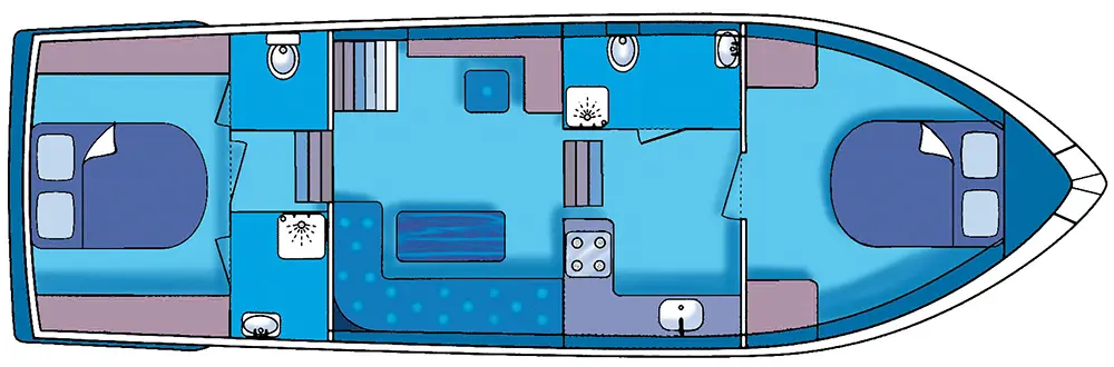 Aufteilung - Kabinenplan - Hausboot Motoryacht Kalista (unbekannt - veldman-sneek.nl) Aufteilung - Kabinenplan - Motoryacht Kalista
