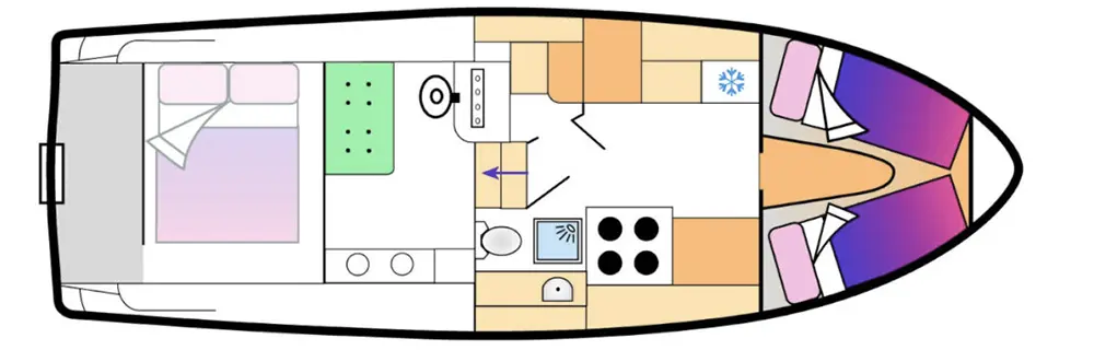 Hausboot 'Carlow Class' - Kabinenaufteilung mit einer Kabine
