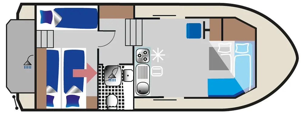 Hausboot 'Kormoran 940' - Kabinenaufteilung