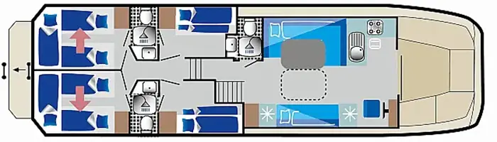 Hausboot 'Vetus 1500' - Kabinenaufteilung