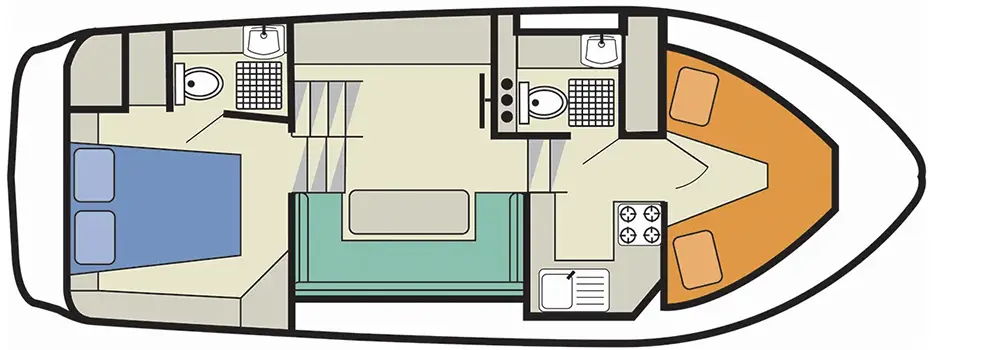 Hausboot Countess - Kabinenaufteilung Hausboot Countess - Kabinenaufteilung