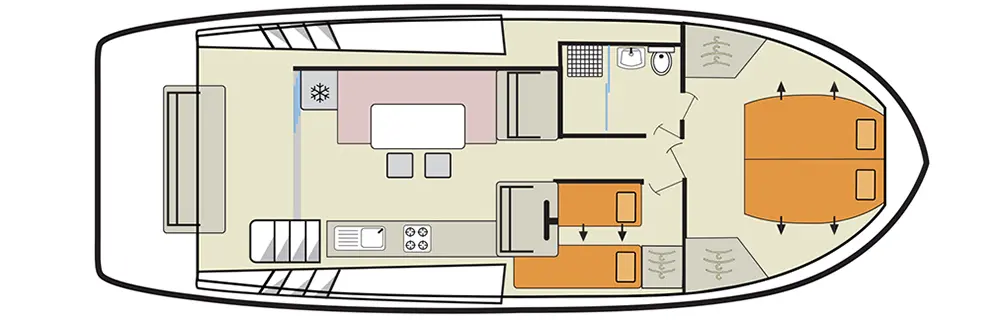 Kabinenaufteiling mit Master- und kleiner Zusatzkabine Kabinenaufteilung Le Boat Horizon