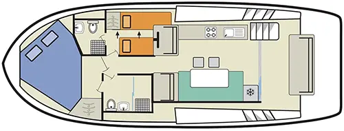 Kabinenaufteiling mit Master- und kleiner Zusatzkabine Kabinenaufteilung Le Boat Horizon