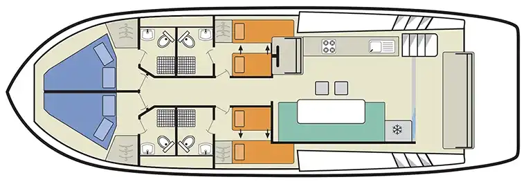Hausboot 'Horizon 4' - Kabinenaufteilung