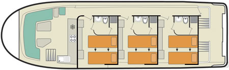 Hausboot Vision 3 - Riss mit 3 Kabinen