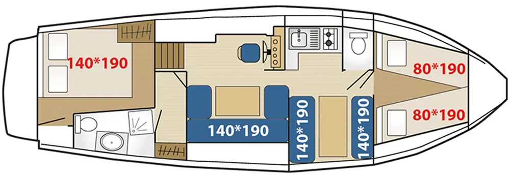 Linssen Vlet 1030 - Kabinenaufteilung