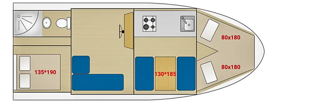 Motorboot Pedro 1020 - 2 Kabinen-Aufteilung