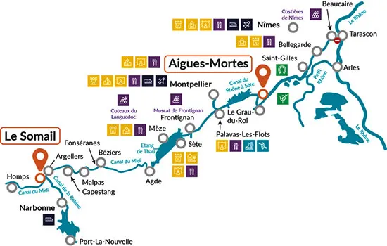 Karte Midi mit Aigues-Mortes