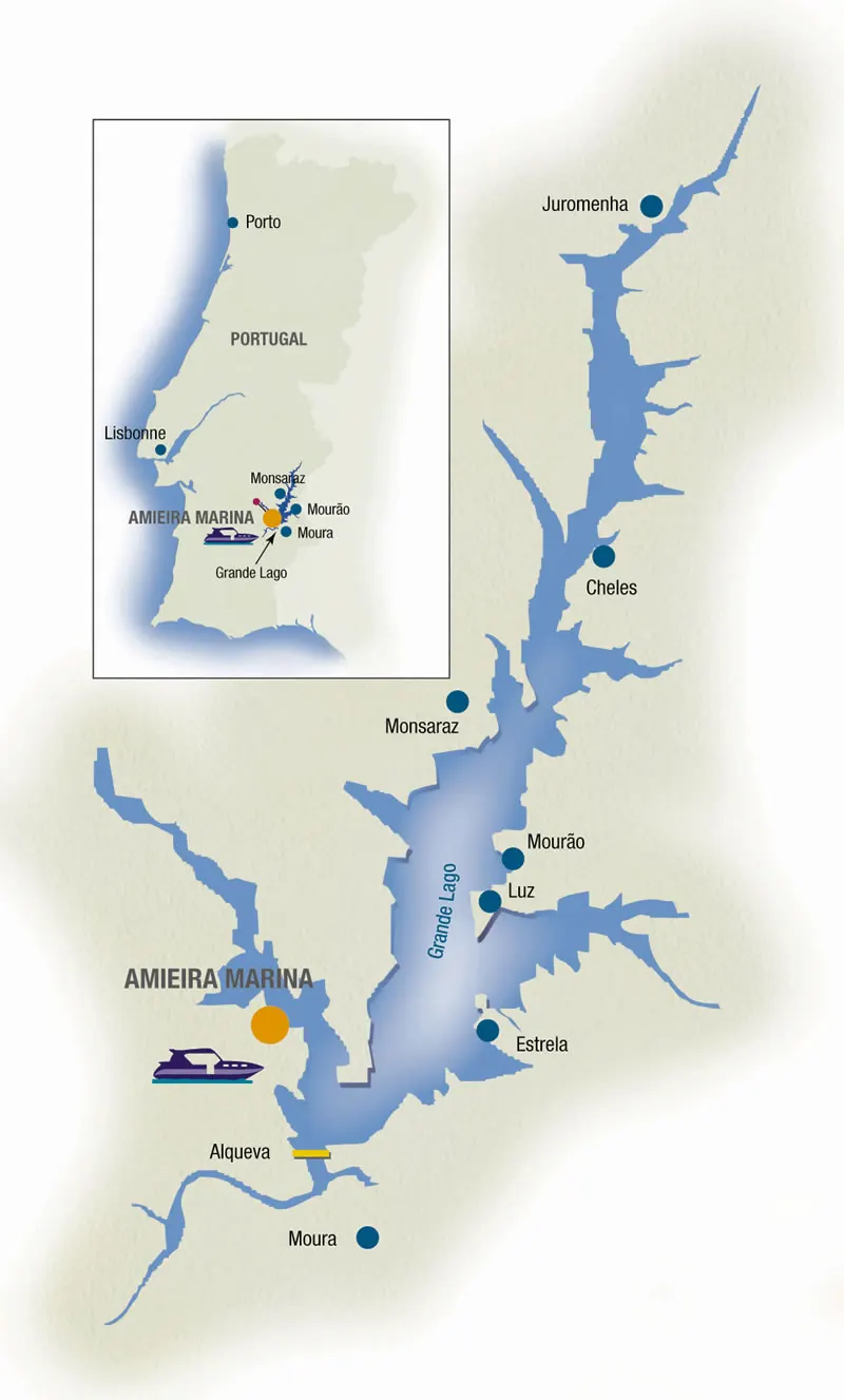 Hausboot ab Amieira Marina auf dem Grande Lago, Portugal