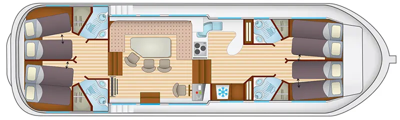 Aufteilung - Kabinenplan - Hausboot Penichette 1500 FB Aufteilung - Kabinenplan - Penichette 1500 FB