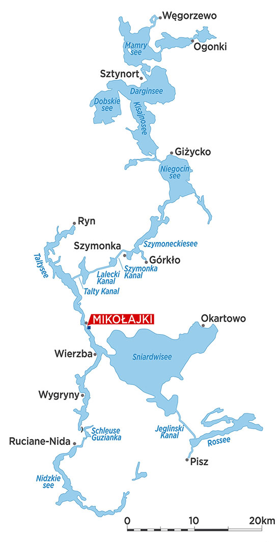 Hausbootrevier Masuren in Polen - Charterbasis Mikolajki
