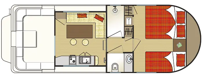 Hausboot 'New Con Fly' - Aufteilung "Suite" Hausboot 'New Con Fly' - Aufteilung "Suite"