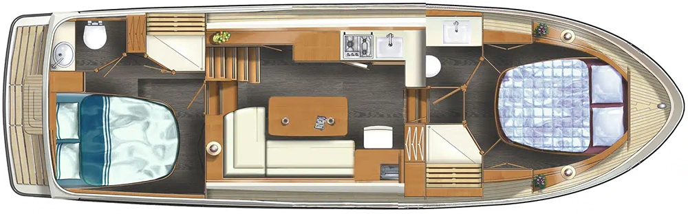 Motoryacht 'Linssen 35.0 AC'- Aufteilung Motoryacht 'Linssen 35.0 AC'- Aufteilung