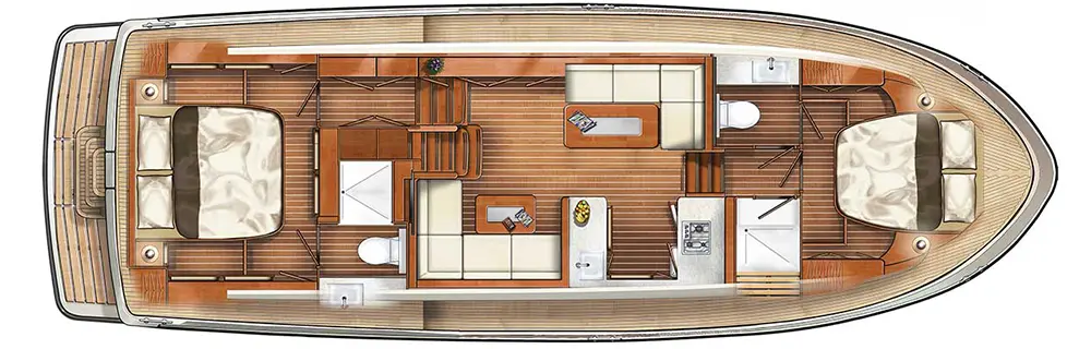 Motoryacht 'Linssen GS 45.0 Variotop'- Aufteilung