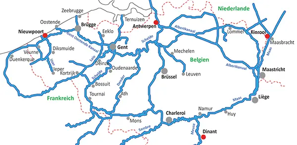 Karte - Bootfahren in Belgien