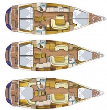 Segelyacht Sun Odyssey 45 - 2, 3 oder 4 Kabinen-Version - Die Segelyacht steht in verschieden Charterflotten zur Yachtcharter zur Verfügung.