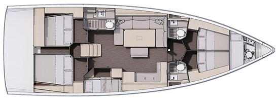 Yacht Dufour 470 - Riss mit 5+1 Kabinen
