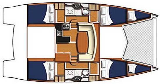 Katamaran Leopard 40 - Kabinenaufteilung
