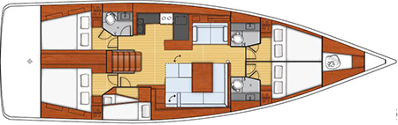 Segelyacht Oceanis 55 - 5 Kabinen Version