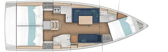 Die Segelyacht 'Sun Odyssey 380' - Layout (Kabinenaufteilung)