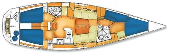 Die Segelyacht 'X 46' - Layout (Kabinenaufteilung)