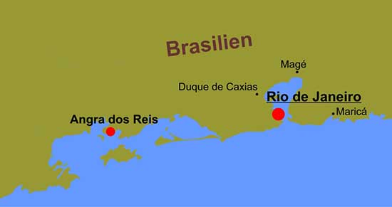 Das Segelrevier in Brasilien bei Rio de Janedro - Karte