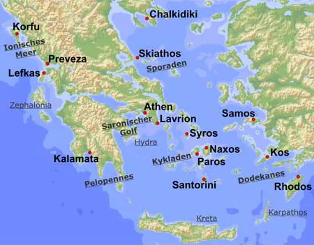 Griechenland Karte Segelrevier