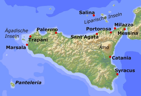 Yachtcharter Sizilien - Karte