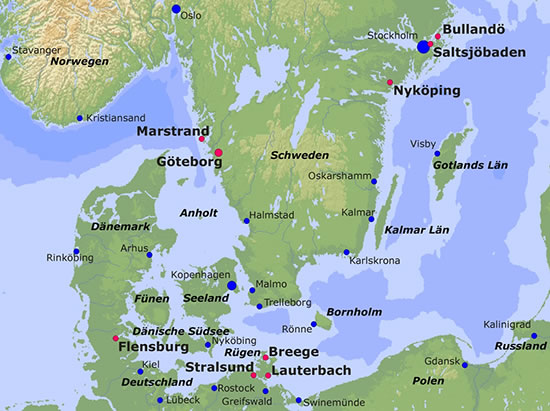 Übersicht Yachtcharter Ostsee: Deutsche Ostseeküste und Baltikum